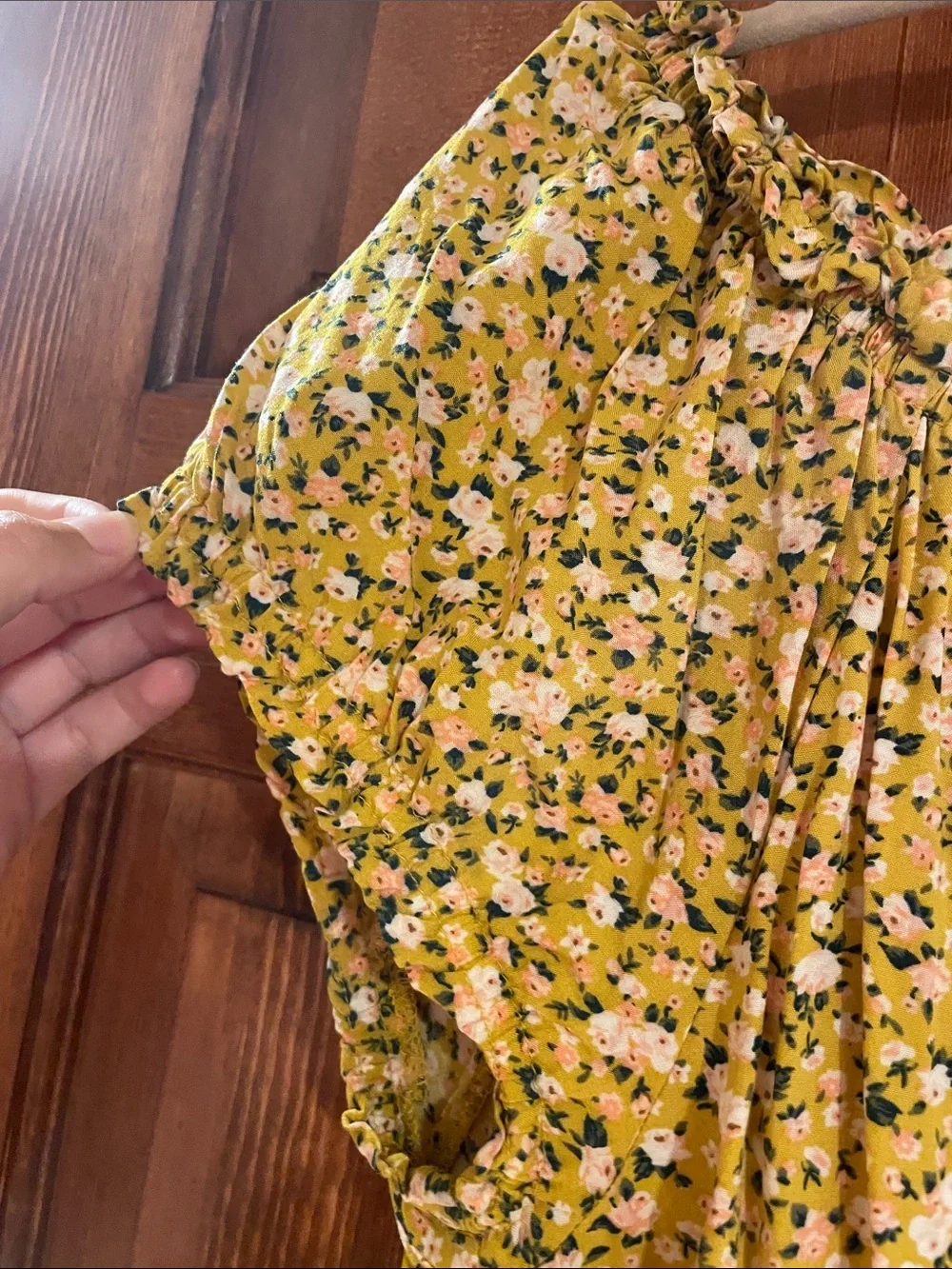 Old Navy Yellow Floral Off-Shoulder Peasant Top
